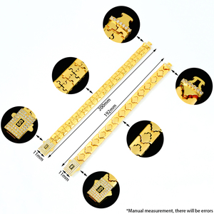 Pulsera de Zirconia de Alta Calidad Estilo Hip Hop, Chapada en Oro de 21k, Diseño de Rompecabezas, Hecha a Mano, para Mujer, Ideal para Regalo de Fiesta - Product Image 5
