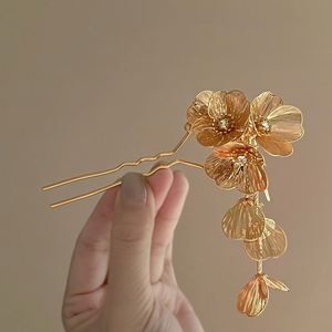 Barrettes à cheveux vintage à fleurs et pompons pour femmes, épingles à cheveux en métal, épingles à cheveux de mariée, bijoux de mariage, accessoires pour cheveux - Product Image 6