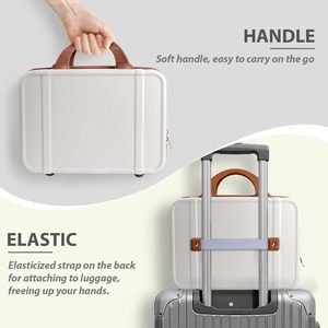 Estuche de tren de carcasa dura de viaje portátil para <span class=keywords><strong>mujer</strong></span> de 14 pulgadas, <span class=keywords><strong>Neceser</strong></span> de maquillaje ABS, Mini organizador de cosméticos, maleta con bandas elásticas - Product Image 3