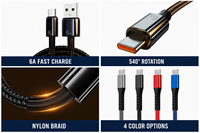 Câble USB Type C tressé en nylon personnalisé en gros, câble de charge rapide et de transfert de données, en alliage d'aluminium durable pour téléphone, tablette, Android