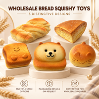 Jouets Squishy en PU en gros, 5 styles, animaux mignons, pain grillé et pâtisseries réalistes, jouets anti-stress à presser