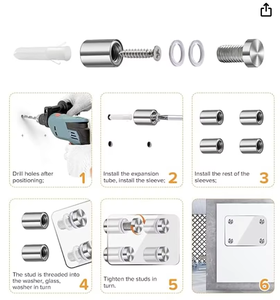 Vis de fixation en laiton pour panneaux publicitaires, vis de fixation pour miroirs, supports muraux en acier, supports de fixation pour verre et acrylique, entretoises de fixation - Product Image 6