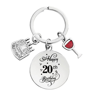 Porte-clés de luxe en acier inoxydable avec numéro 16 18 20 21 25 30 50 90, porte-clés en métal pour anniversaire, charme de bougie de gâteau joyeux anniversaire, souvenirs, cadeau