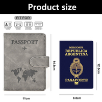 Patrón de mapa personalizable tacto suave PU cuero RFID bloqueo billetera de viaje cubierta de pasaporte Tarjetero con cierre