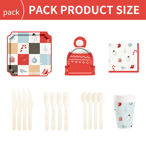 Juego de Vajilla Desechable DAMAI con Diseño Navideño de Santa Claus, Platos, Vasos y Servilletas de Papel para Decoración Navideña y Fiestas - Product Image 6