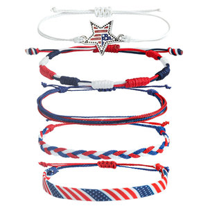 สร้อยข้อมือวันประกาศอิสรภาพที่สี่ปรับได้สร้อยข้อมือทอสีแดงขาวน้ำเงินและธงอเมริกันสร้อยข้อมือของขวัญงานปาร์ตี้ - Product Image 6