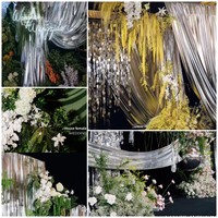 Toile de fond en tissu polyester épais anti-plis avec feuille d'or, rideau de décoration moderne et élégant pour mariages et fêtes
