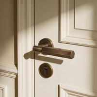 Set Gagang Pintu Kuningan Padat Modern MAXERY, Roset Bulat, Perunggu Minyak Gosok, Set Tuas Pintu Interior untuk Rumah dan Hotel