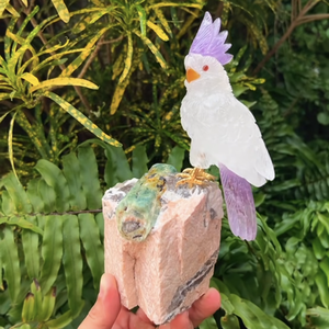 ของขวัญนกแก้วคริสตัลงานฝีมือคุณภาพสูง งานหัตถกรรมใหม่แกะสลักจากวัสดุผสม-ธรรมชาติ อาเกต จีโอด อะเมทิสต์ - Product Image 3