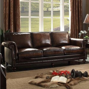 Juego de Sofás de Cuero de <span class=keywords><strong>Estilo</strong></span> Americano y Europeo para Sala de Estar, Hogar, <span class=keywords><strong>Restaurante</strong></span>, Muebles de Interior, Sofá de Esquina de Madera y Cuero - Product Image 4