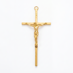 Promoção de Decorações Católicas: Cruz de Parede de Jesus Banhada a Ouro, Crucifixo, Pingentes de Bronze em Formato de Caixão Prateado, Material de Liga Metálica - Product Image 1