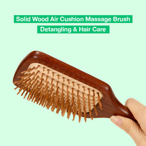 Brosse à cheveux en bambou écologique, avec logo gravé au laser OEM, coussin d'air, démêlante, pour salon et usage domestique - Product Image 4