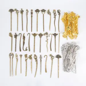 Chinese style hair pins gold chopstick accessories buns metal long hair chop stick hairpin retro hair forks for women girls