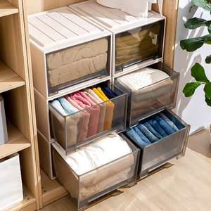 Multi-Layer jenis laci pakaian rumah tangga <span class=keywords><strong>Stackable</strong></span> laci penyimpanan Organizer susun kotak kabinet - Product Image 1