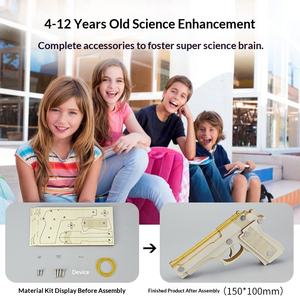 Pistolet à élastiques en bois, pistolet 3D assemblé à la main, blocs de construction, jouet éducatif scientifique et technologique, sans marque, 7-14 ans - Product Image 4