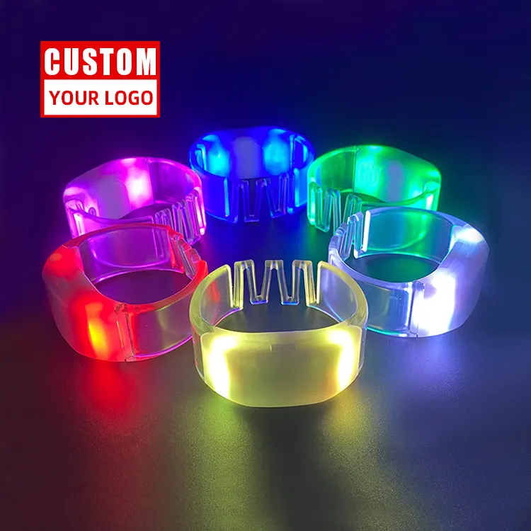 Promosi kustom LOGO LED gelang untuk acara 512 Radio kontrol pesta LED berkedip gelang pesta LED