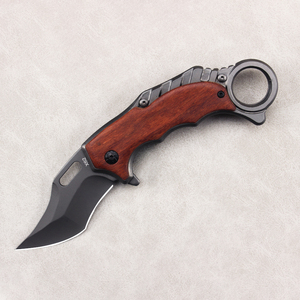 Couteau de poche <span class=keywords><strong>mini</strong></span> portable, lame en acier inoxydable, couteau pliant multifonctionnel avec manche en bois pour le camping, le bricolage, OEM - Product Image 6