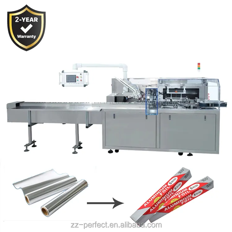 Voll automatische Frisch halte folie Frischer Beutel Aluminium folie Rollbox Karton ier verpackungs maschine