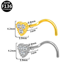 Anneau de nez en titane G23, forme cœur, serti de zircone cubique, bijoux de piercing unisexe tendance - Product Image 3