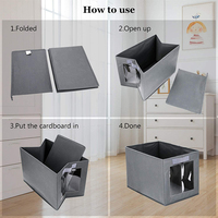 Boîte de rangement pliable gris de 3 paquets, boîte de rangement d'organisation de placard de tissu de garde-robe pliable avec fenêtre