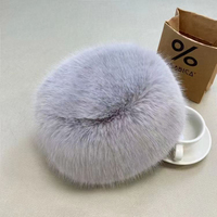 Gorro de invierno de piel sintética para mujer al por mayor, gorro tipo pillbox de piel de zorro sintética de color liso, extra cálido, cortavientos, gorro ruso esponjoso