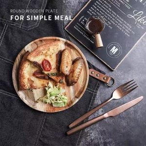 Modern Design Acacia Wood <b>Dinner</b> Plates and <b>Trays</b> Pastry and Fruit Plates with Tea Bread Dried Fruits - Product Image 4
