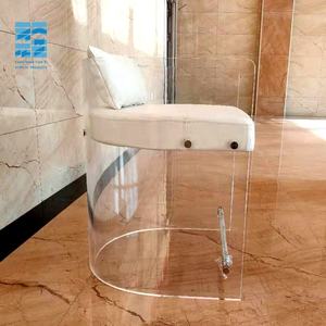 <span class=keywords><strong>Silla</strong></span> acrílica <span class=keywords><strong>redonda</strong></span> de piel de vaca con cojines, sillas acrílicas de barril - Product Image 4