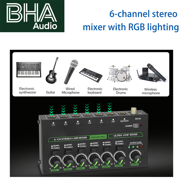 BHA MIX600-PRO Factory OEM 6 Channel Audio Microphone Preamplifier Mic Preamp Pre Amplifier Support Custom Logo Custom Packaging