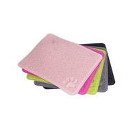 Tapis de litière pour chat en PVC rectangulaire de style dessin animé, antidérapant, à motif uni, tapis et coussinets pour animaux de compagnie