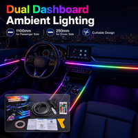 Kit d'éclairage d'ambiance intérieur de voiture RGBIC, contrôle par application, effet de défilement de couleurs, alimentation USB, ajustement universel pour tableau de bord et zone des pieds