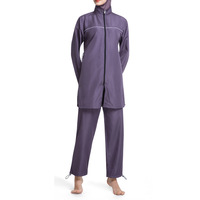OEM ODM Op Maat Gemaakt Russische Burkini Set Dames Hoge Hals Plus Size Hoge Snit Naadloze 2-Delige Lange Mouwen Islamitische Badkleding Hijab Volledig
