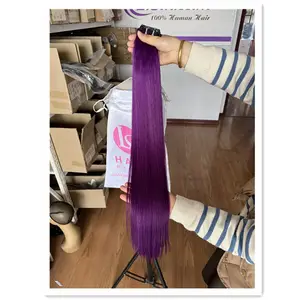 Colore viola grezzo genio russo trama capelli grezzi doppia pelle disegnata nuova mano legata geniale capelli capelli umani extension