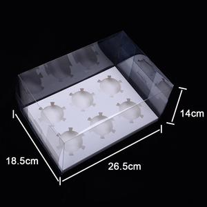 ZL Tùy Chỉnh 6 Lỗ 10 Inch Rõ Ràng Nhựa PET Cupcake Sô Cô La Bánh Bao Bì Hộp Với Giấy Chèn - Product Image 3