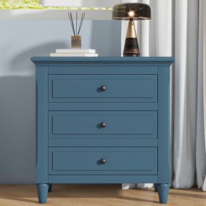 <b>U</b>_STYLE 28'' Pine Wood Nightstand 3 Drawers Smooth Gliding Rails Metal Handle Minimalist Bedside Cabinet - Product Image 1