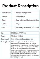 Panneaux acoustiques en mousse ignifugée, absorption acoustique, taille personnalisée, OEM, vente en gros, usine de mousse acoustique pour KTV et studio