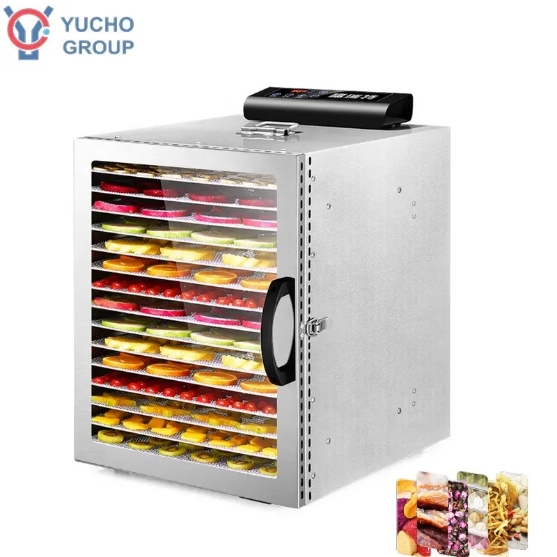 Máquina de secagem de fruta em aço inoxidável com 16 bandejas