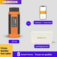 Bluetootb 5,2 OBD Sistema completo Detector de fallas de coche S716 Versión de teléfono móvil Herramienta de diagnóstico duradera Analizador de motor transfronterizo
