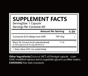 En Stock COQ10 Ubiquinona USP 100mg Cápsulas Blandas BioPerine Extracto <span class=keywords><strong>de</strong></span> Pimienta Negra Coco MCT Vegano OEM ODM Marca Privada Venta al por Mayor - Product Image 2