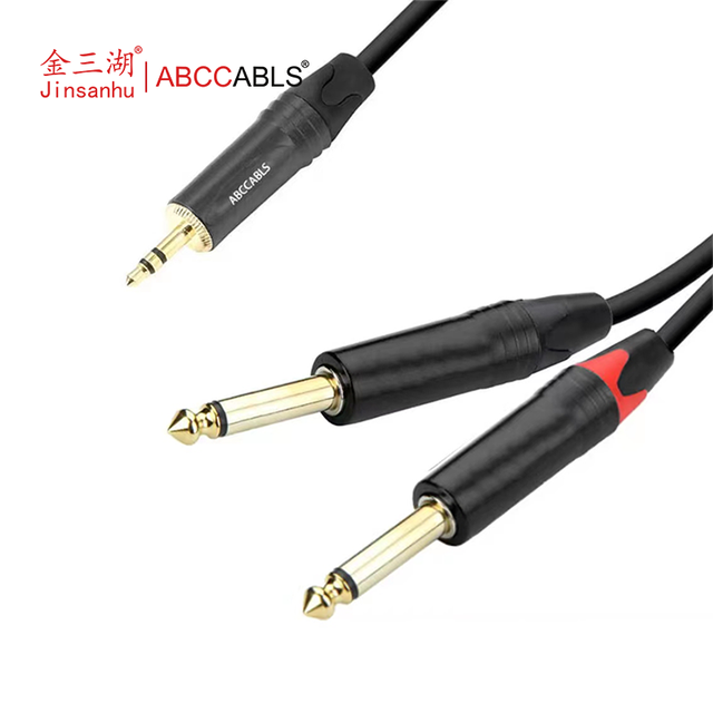 ABCCABLS 3.5mm TRS to Dual 6.35mm TS Audio Cable 1/8" to 1/4" Stereo Breakout Cable for Mixer Amplifier