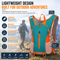 Sac à dos d'hydratation léger avec poche à eau de 2 L, sac à dos de randonnée respirant, sac de course à pied et de cyclisme en plein air