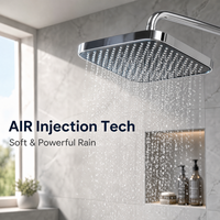 Robinet de douche de bain à affichage numérique chromé poli, ensemble de douche en laiton à touches piano avec LED de température et effet pluie, 4 fonctions pour salle de bain