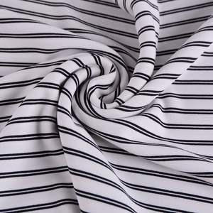 프리미엄 품질 원사 염색 100% 폴리에스터 스트라이프 더블 니트 인터록 저지 원단 여성용 셔츠 정장 여아 의류 - Product Image 1