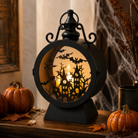 Halloween Tischlaterne Mattschwarzer Metall-Kerzenhalter mit Geisterhaus-Ausschnitt für Saisonale Großmengenbestellung