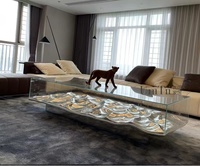 Table basse carrée en verre transparent, en plastique renforcé de fibres, meuble de table en cristal en forme d'acrylique