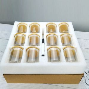 12 Pack <b>Glass</b> Storage <b>Container</b> Set EPE Foam Protected Box Pack 6oz 200ml Small Spice Jar with Bamboo Airtight Lids and Labels - Product Image 1