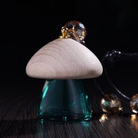 Bouteilles vides en verre en forme de champignon pour diffuseur de parfum à bâtonnets, à suspendre pour voiture, avec bouchon en bois