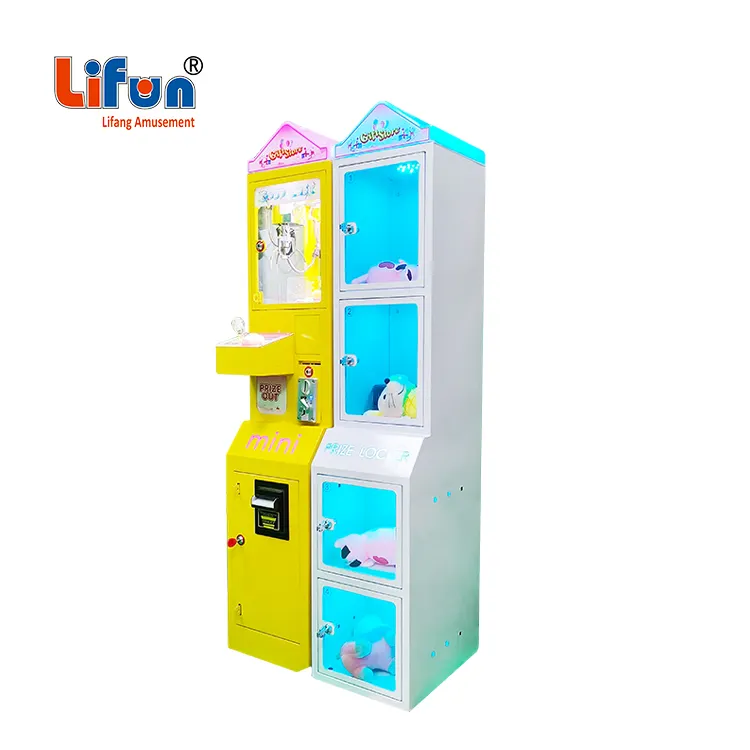 Lifun Coin Operated Arcade Grabber Prize locker machine mini pequeña grúa de garra máquina expendedora de premios con aceptador de billetes