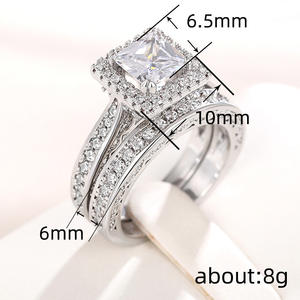 Anillo de Compromiso con Diamante Corte Princesa T0047, Oro Blanco, Diamante Natural Color G para Mujer, Joyería - Product Image 4