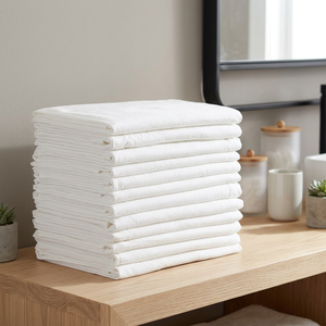 Serviettes de cuisine blanches 100% coton, couleur unie, rectangulaires, tissées, écologiques, lavables en machine, approvisionnement en gros - Product Image 1