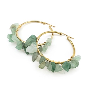 Crystal Hoop <b>Earrings</b> With Natural Stones Stainless Steel Geometric Design Everyday Wear - Product Image 5